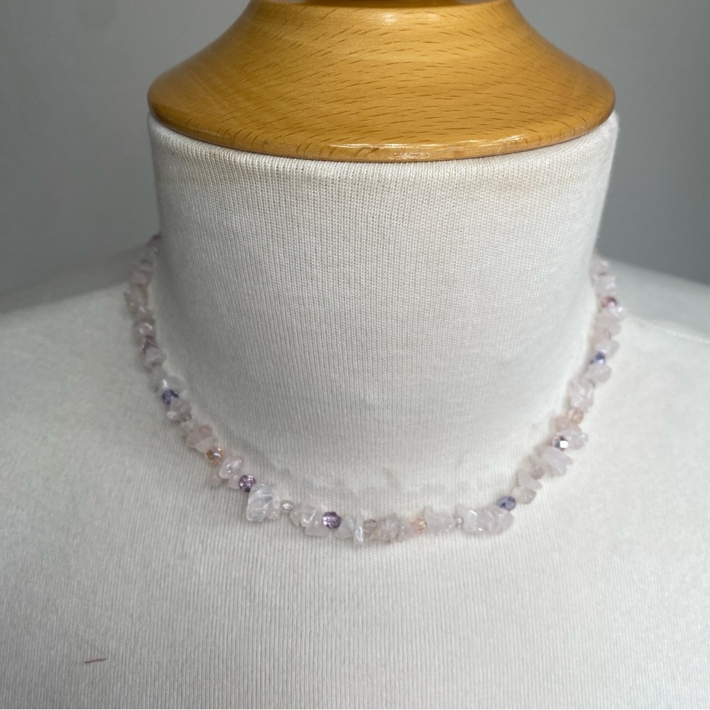 New Women's Vintage 90's Mei Fa Light Pink Stone Crystal Beaded Chocker Necklace